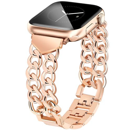 Bracelet de montre dore Apple Watch pour femme active, accessoire chaine chic du bureau aux soirees