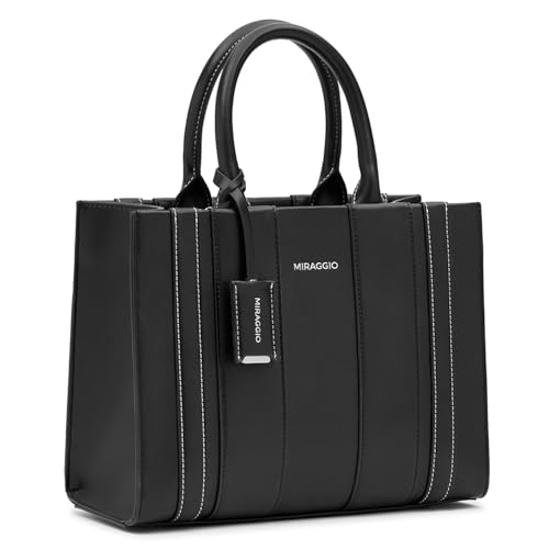 Image of Miraggio Glenn Satchel Bag for Women | Stylish Handbag for Women For Office & Everyday Use Adjustable & Detachable Sling Strap- Black