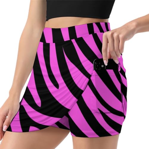 Skort de sport rose anti frottement avec poche téléphone pour athlète