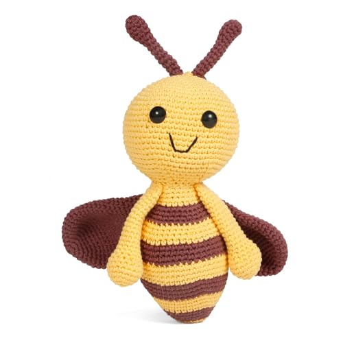 Image of LITTLE GINNIE Honey Bee Crochet Toys for Babies - Handmade Soft Doll for Girls | Washable & 6+ Months up Babies | Ideal for Return & Birthday Gift