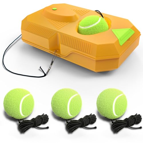 Image of Tennis Trainer Rebound Ball with 3 String Balls, Portable Tennis Training Tool Suitable for Beginners Sport Exercise-Blue