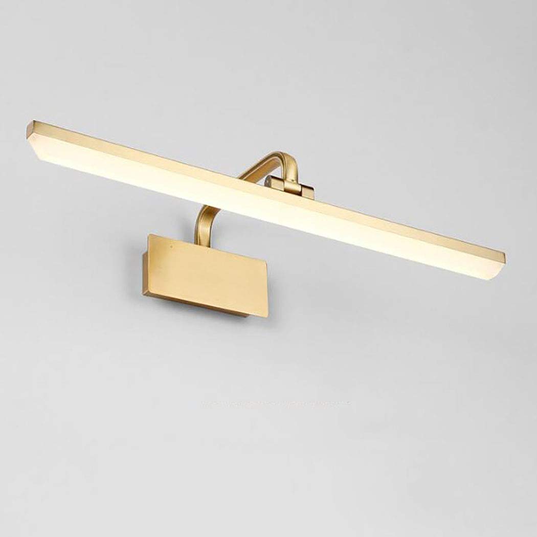 Specchio Lampada frontale LED Vintage bagno oro Applique in metallo Impermeabile anti-appannamento e anti-umidità Specchio da bagno Lampade da parete 14W,warmwhite