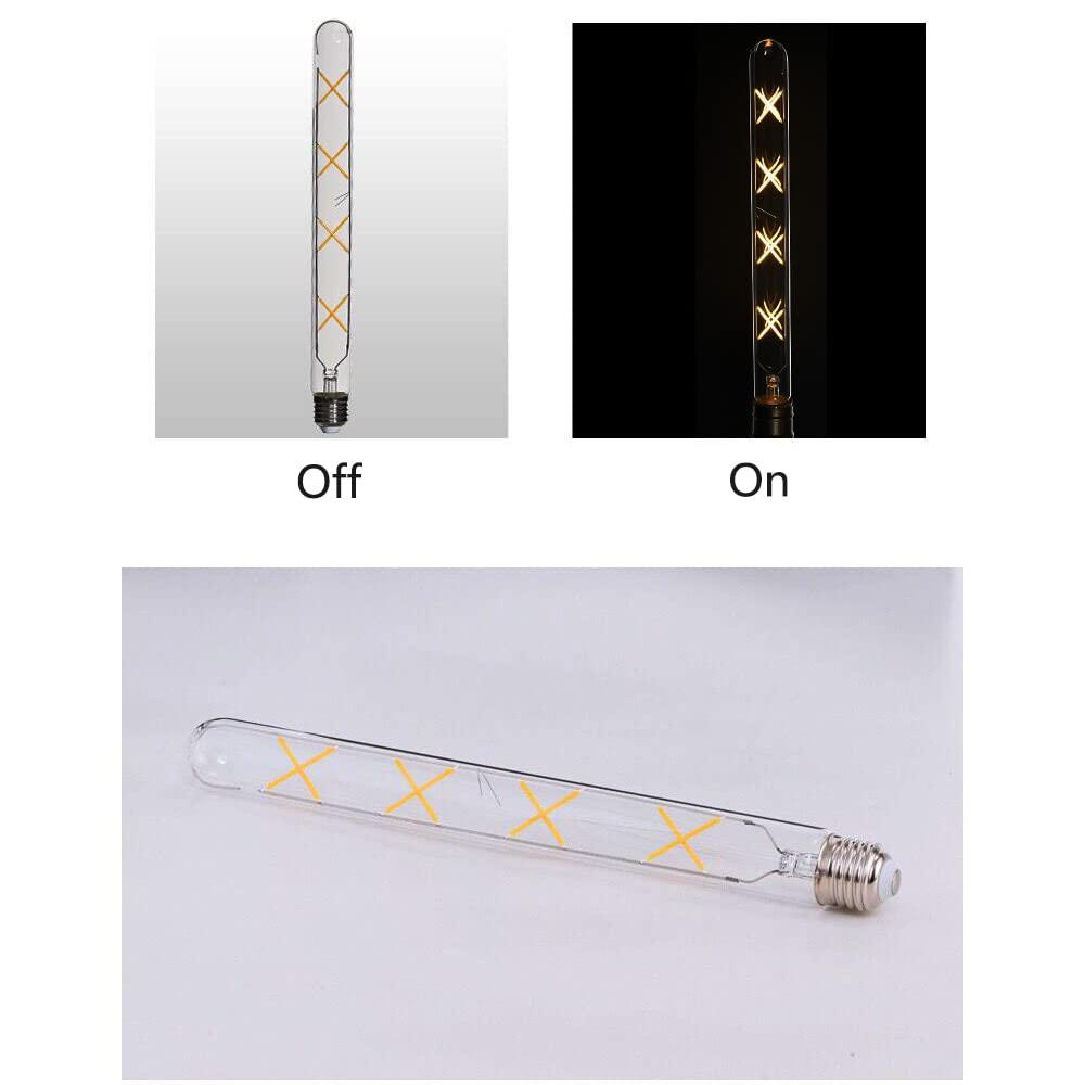 Bombillas led Bombillas de filamento Edison Vintage E27 T30-300mm 8W 700LM Blanco cálido 2700K no Regulable Vidrio Transparente tubérculo Retro 8 Paquetes