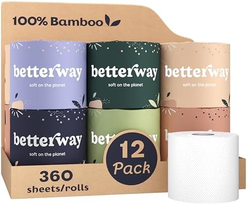 Papel higiênico de bambu orgânico – 2 vezes mais longo – 360 folh...