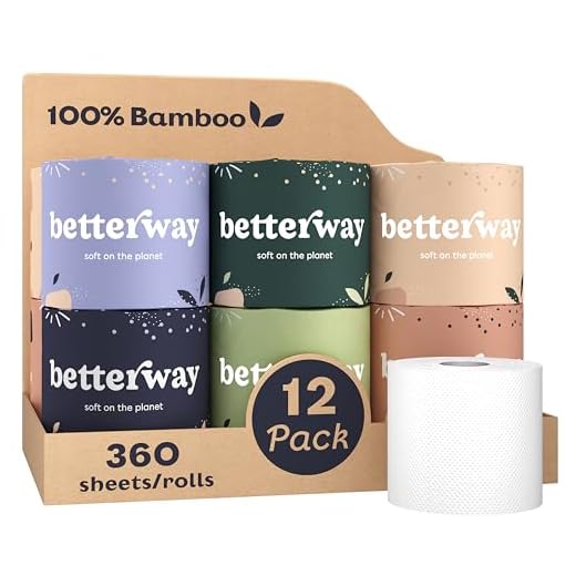Betterway Bamboo Toilet Paper 3 PLY - Eco Friendly, Sustainable Toilet Tissue - 12 Double Rolls & 360 Sheets Per Roll - Septic Safe - Organic, Plastic Free, Compostable & Biodegradable - FSC Certified