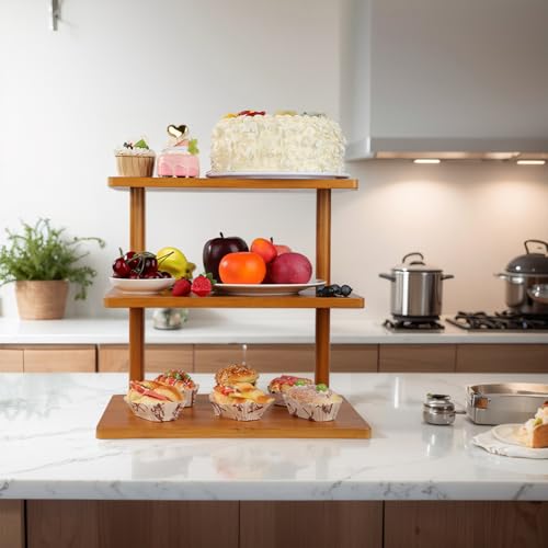 REDANT 3 Tier Wooden Tiered Tray Stand and Dessert Table Display Set for 50 Cupcakes, Cupcake Holder and Fruit Trays for Serving and Party, Cup Cake Tower Stand - Image 8