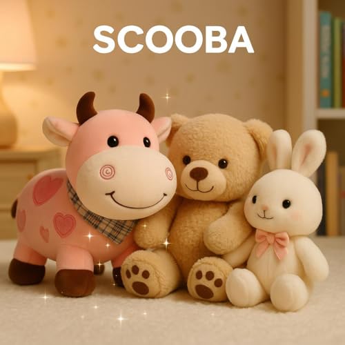 Image of SCOOBA Small moo Cow Soft Toys for Kids Babies 25cm(Pink moo Cow)