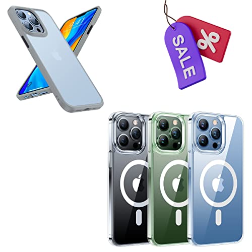 TORRAS Magnetic Diamond Clear & Shockproof case for iPhone 13 Pro Case, Clear & gGrey
