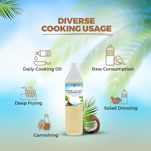 Image of nutndiet Premium Edible Coconut Oil for Cooking, 500ml PET Bottle | Natural Coconut Oil | Perfect Choice for Frying, Baking, Sauteing, and Everyday Healthy Cooking Needs