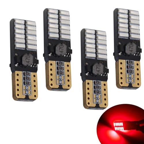 YaaGoo 501 W5W T10 LED Car Blubs for Interior Exterior Number Plate Light Dome Roof Cabin Courtesy light lamp Bulb(4pcs,Red)