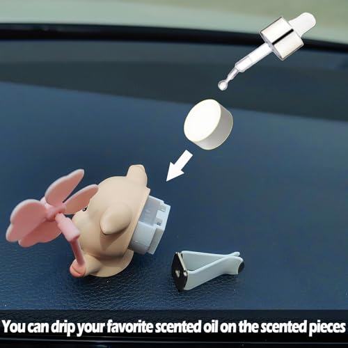 Image of Cute Car Air Freshener Vent Clips, 3D Animal with Mini Fan Diffuser Vent Clip, Air Conditioning Decoration Car Accessories for Women and Men