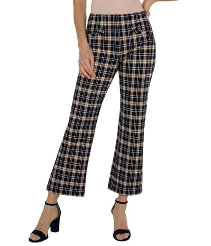 Liverpool Women's Stella Pull-on Mid-Rise Kick Flare Plaid Jacquard Knit
