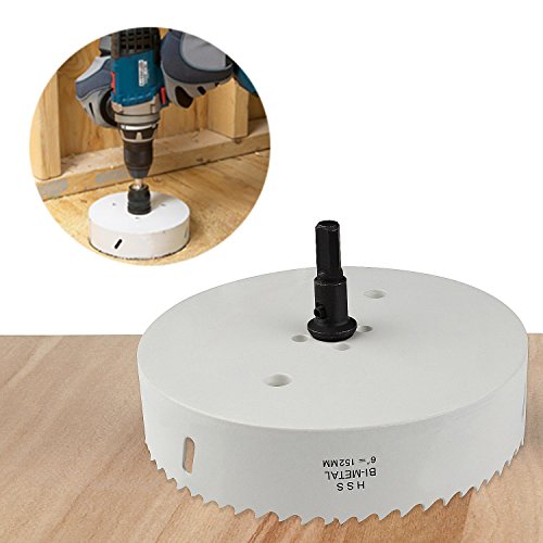Acrux7 6 Inch (152Mm) Corn Hole Drilling Cutter For Cornhole Game, Hole Saw Blade With Hex Shank Drill Bit Adapter,Heavy Duty Steel Design(White) #TOP6