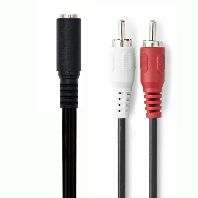 Cable Audio Estéreo Hembra de 3.5 mm a 2X RCA Macho, Cable Divisor Audio Estéreo, Apto para para Amplificador, Altavoces, Tocadisco, Mezclador, TV, MP3, Móvil,Tablet, PC, 25 cm