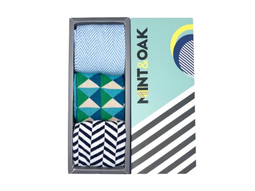 Image of Mint & Oak Long Socks For Men, Soft Cotton Calf Length Socks, Colorful Sock Gift For Men, Full Length & Odour Free, Funky Socks - Gift Box of 3
