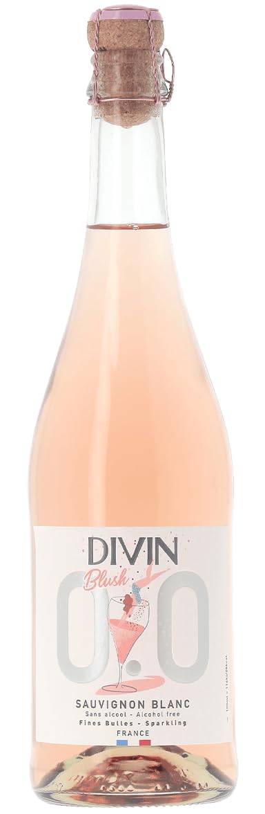 DIVIN Sauvignon Blanc Rosé Blush Spritzig 0,0% Alkoholfreier Schaumwein (1 x 0,75 l)