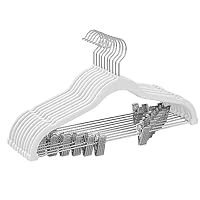 SONGMICS Trouser Hangers with Adjustable Clips, Non-Slip Space Saver for Trousers, Coats, Dresses