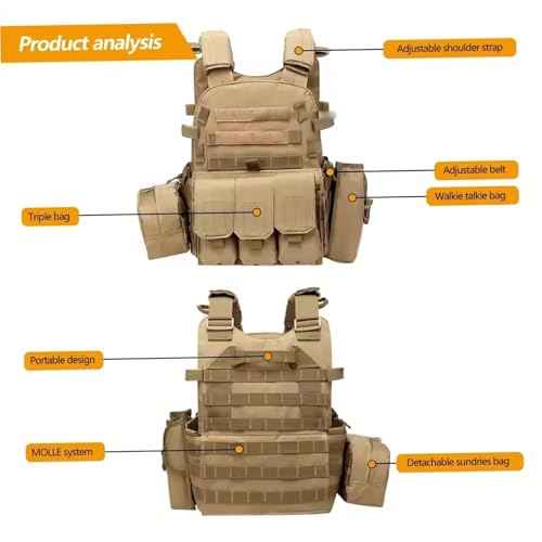 Chaleco airsoft Molle ajustable con paneles de camuflaje de alta resistencia 4
