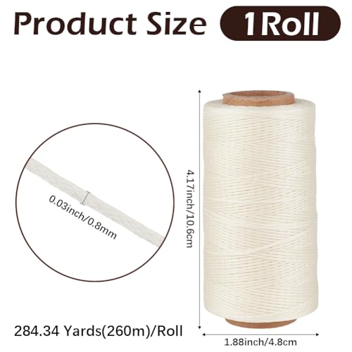 Hilo de lino encerado de cuero 284 yardas 0.8mm beige miniatura 2