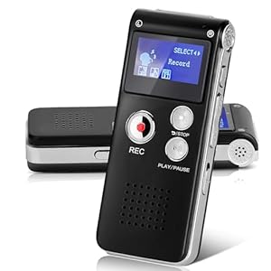 Helterfolg 8GB Dictaphone Voice Recorder, Portable Tape Recorder, USB Rechargeable Digital Recorder with Multifunctional Digital Audio & MP3 Play(Black)