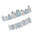 3. Rhinestone-Studded Stainless Steel Grillzs With Blue Zirconia 8-Tooth Design For Celebrations Body Jewelry For Weddings