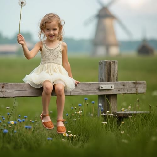 Image of Girls Dress Sandals Comfy Hook and Loop Summer Shoes for Toddlers