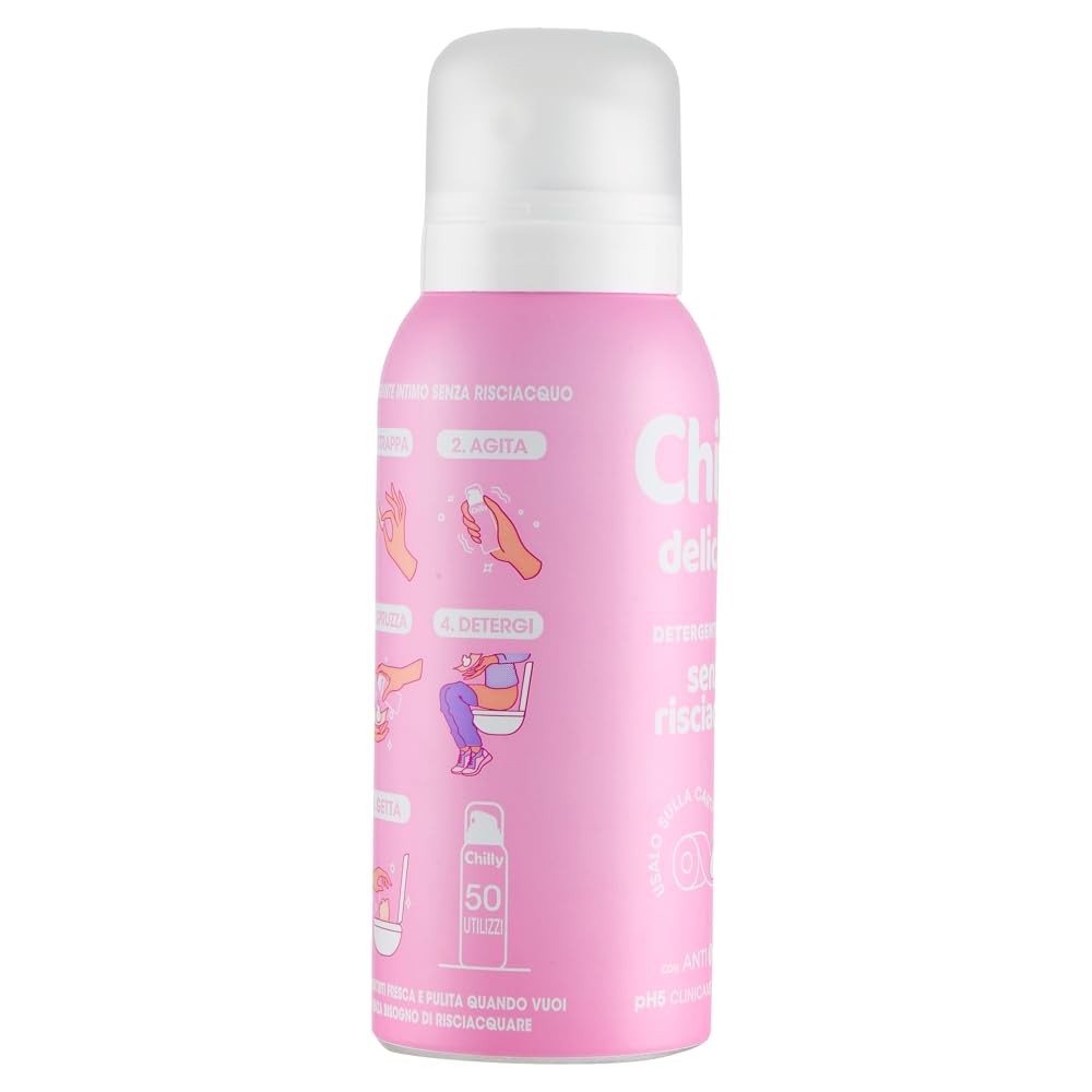 12 detergenti intimi Chilly senza risciacquo Delicato – Utilizzare su carta igienica – Adatto per pelli sensibili da 100 ml + portachiavi Beni Culinari gratuito