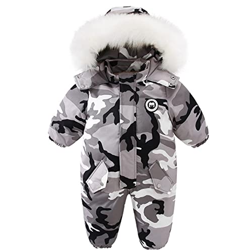 DINGDONG'S CLOSET Kid's Boy Girl Winter Camouflage Snowsuits Ski Suits Waterproof Snowboarding Jumpsuits(Black,18-24M)