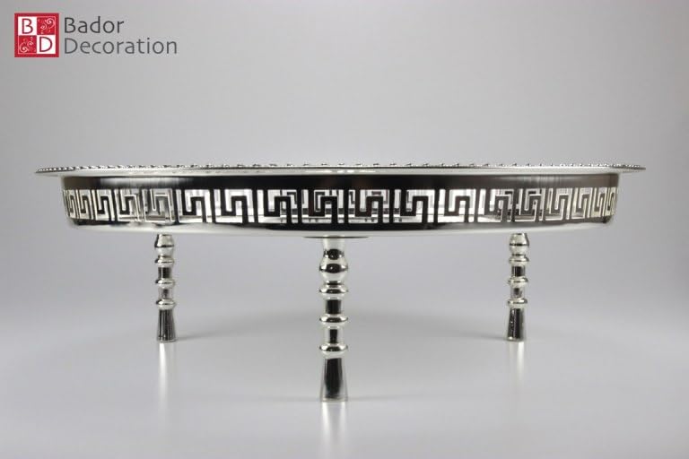 Vassoio orientale da tè, 55 cm x 14 cm, rotondo, argento