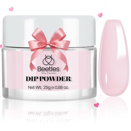 Beetles Pink Dip Powder 1Pcs, Nude Poem Dipping Powder Nail Starter Light Pink for Beginners and Professional DIY Nail Salons