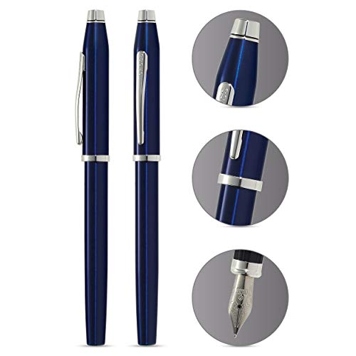 Image of Cross Century II Blue Lacquer /Rhodium Plate Fountain Pen with Fine Nib (AT0086-103FS)