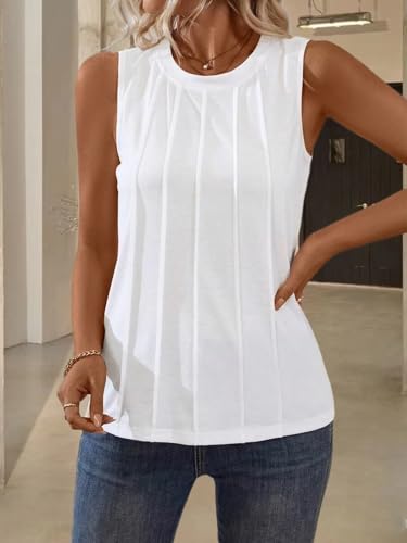 Gilet texturé sans manches pour femme tricot décontracté col rond - 6