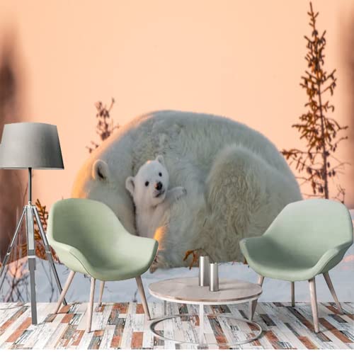 Wall Mural Polar Bear Large Photo Wallpaper The Snow Poster Paper Removable For Living Room Bedroom Nursery Décor 79X55 Inch #TOP5