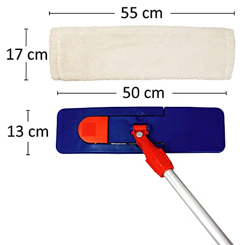 Sonty 1 Stück Wischmopp Set XL 50 cm, Klapphalter Magnet, Mopstange Alu, Microfaser Mopp (1) – Bild 5