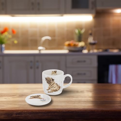 Set de Mug y Posavasos 11 oz Royal Worcester Pug Love miniatura 2