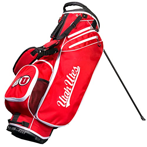 Team Golf NCAA Utah Birdie Stand Golf Bag, Lightweight, 14-Way Club Divider, Spring Action Stand, Insulated Cooler Pocket, Velcro Glove and Umbrella Holder & Padded Handles