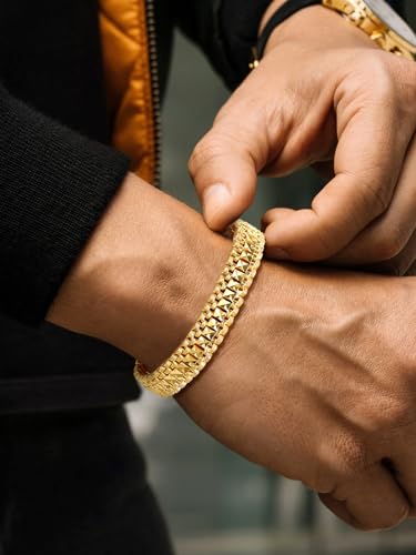 U7 Jewelry 12Mm Wide Wrist Chain 18K Yellow Gold Plated Men Women'S Bracelet thumb #2