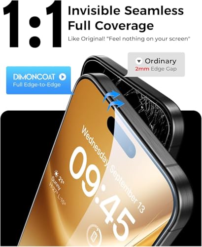 DIMONCOAT 4-PACK Screen Protector for iPhone 16 Pro Max [Auto Alignment Kit] Tempered Glass 10X Military Protection Compatible 16 Pro Max 6.9'' HD Diamonds Hard Film, Zero Bubble, Case Friendly