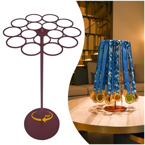 Medal Hanger Display Rotating | Wall-Safe Tabletop Running Medal Stand Holds 45+ Race Medals | Heavy-Duty Metal Base with Quick Assembly Rack | Perfect for Marathon & Sports Awards Display (Rose)
