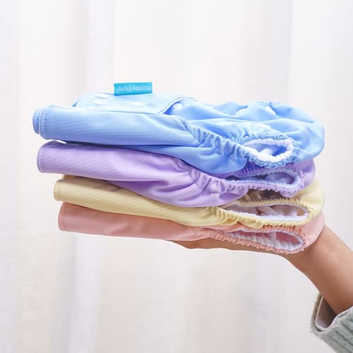 Image of HappyFlute 4 Sets Newborn Baby Cloth Pocket Diapers One Size Adjustable Reusable for Baby Boys and Girls(No Inserts,Purity)