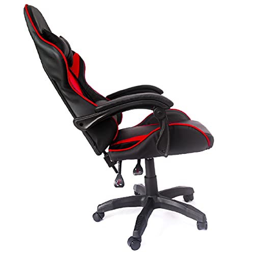 Cadeira Gamer Pelegrin em Couro Pu Reclinável Pel-3012 Preta e Vermelha