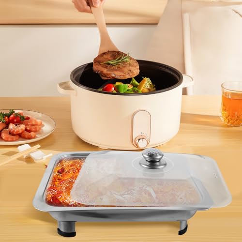 Plateau-repas rectangulaire inox avec couvercle pour buffet de restaurant - 8