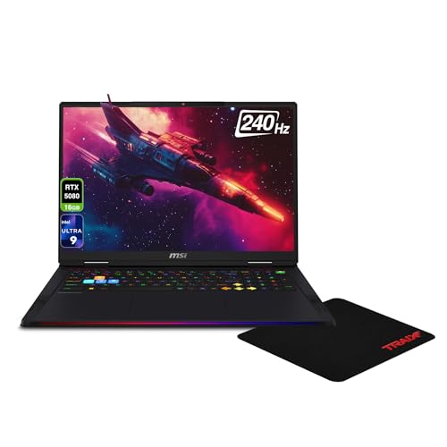 Image of msi Raider 18 HX Gaming Laptop, Intel Ultra 9-285HX, 64 GB DDR5 RAM, 1 TB PCIe SSD, 18 inch QHD+ (2560x1600) 240Hz, Nvidia G-Force RTX 5080, RGB Backlit Keyboard, W11 Home, Core Black + Traix Mousepad
