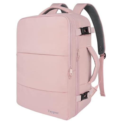 Taygeer Travel Backpack for Women, Carry On Backpack with USB Charging Port & Shoe Pouch, TSA 15.6inch Laptop Backpack Flight Approved, Nurse Bag Casual Daypack for Weekender Business Hiking, Pink