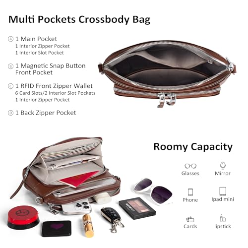 Image of befen Genuine Leather Crossbody Purses for Women, Women's Small Crossbody Shoulder Bag with Built in RFID Wallet