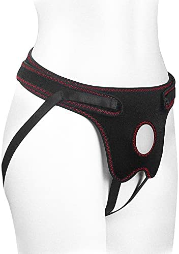 Strap On Dildo Harness, Lovetoy Adjustable Soft Strapon Harness Universal Hollow Velcro Strapless Harness with Stretchable O Ring, Adult Sex Toy for Women Men Couples Unisex Lesbian Gay Black