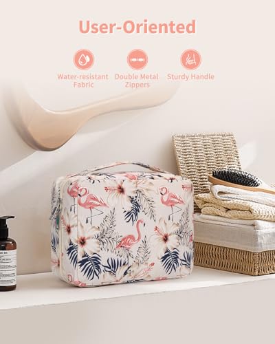 Image of Hanging Travel Toiletry Bag Cosmetic Make up Organizer for Women and Girls Waterproof (Beige Bird)