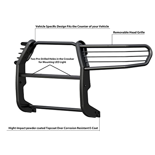 Image of Black Horse Grille brush Bumper Guard Modular Black Compatible with 2013-2018 Nissan Pathfinder-17A110403MA