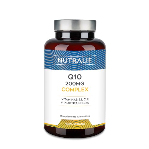 Coenzima Q10 Complex 250mg 100% Pura - 120 Cápsulas Coq10 Potente Antioxidante - Vit C E B2 - Refuerza Sistema Inmune - Vitaminas y Pimienta Negra - Ubiquinona Coenzyme Q10-4 Meses Nutralie