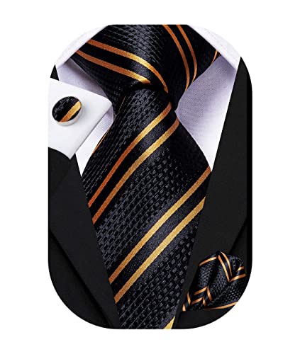 Image of Hi-Tie Men 63inches Tie Set Extra Long Necktie Paisley Tie Pocket Suqare Cufflinks Big and Tall Men Tie